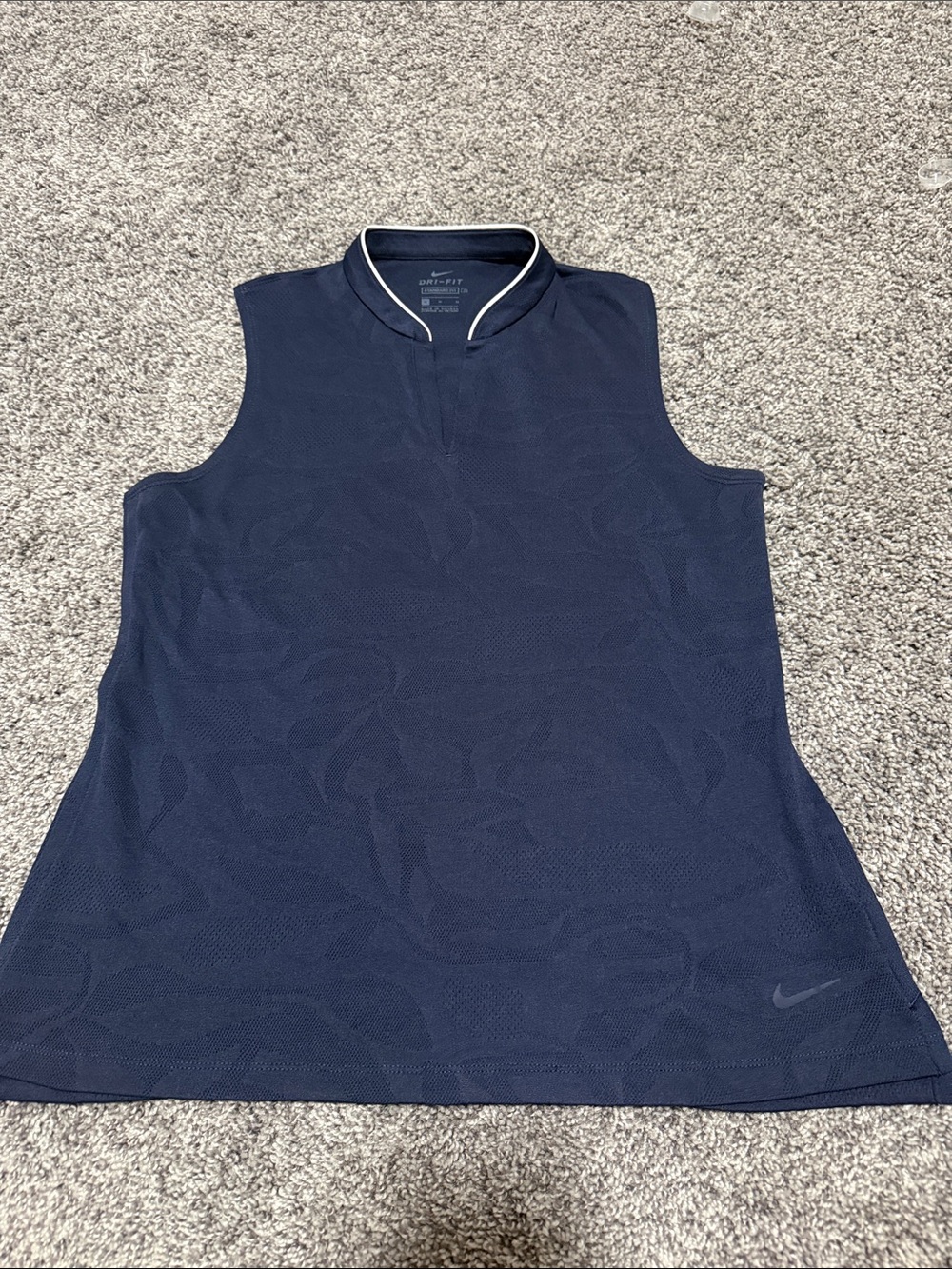 Nike Navy Sleeveless Golf Polo with White Trim